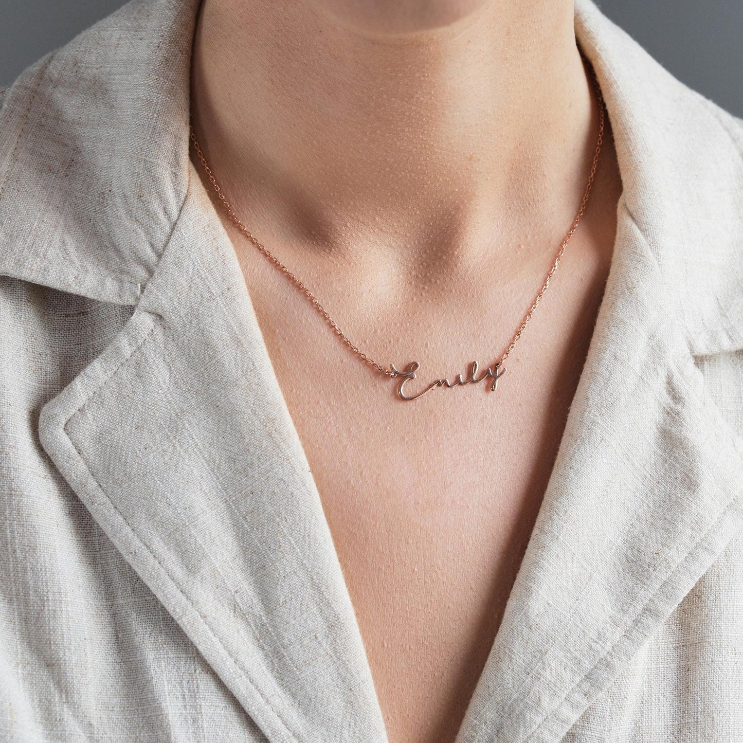 Present your loved ones with a unique gift through our customizable name necklaces. Available in gold, silver, and rose gold plating, these elegant and durable designs perfectly complement personal style. Add your name, and leave a lasting impression