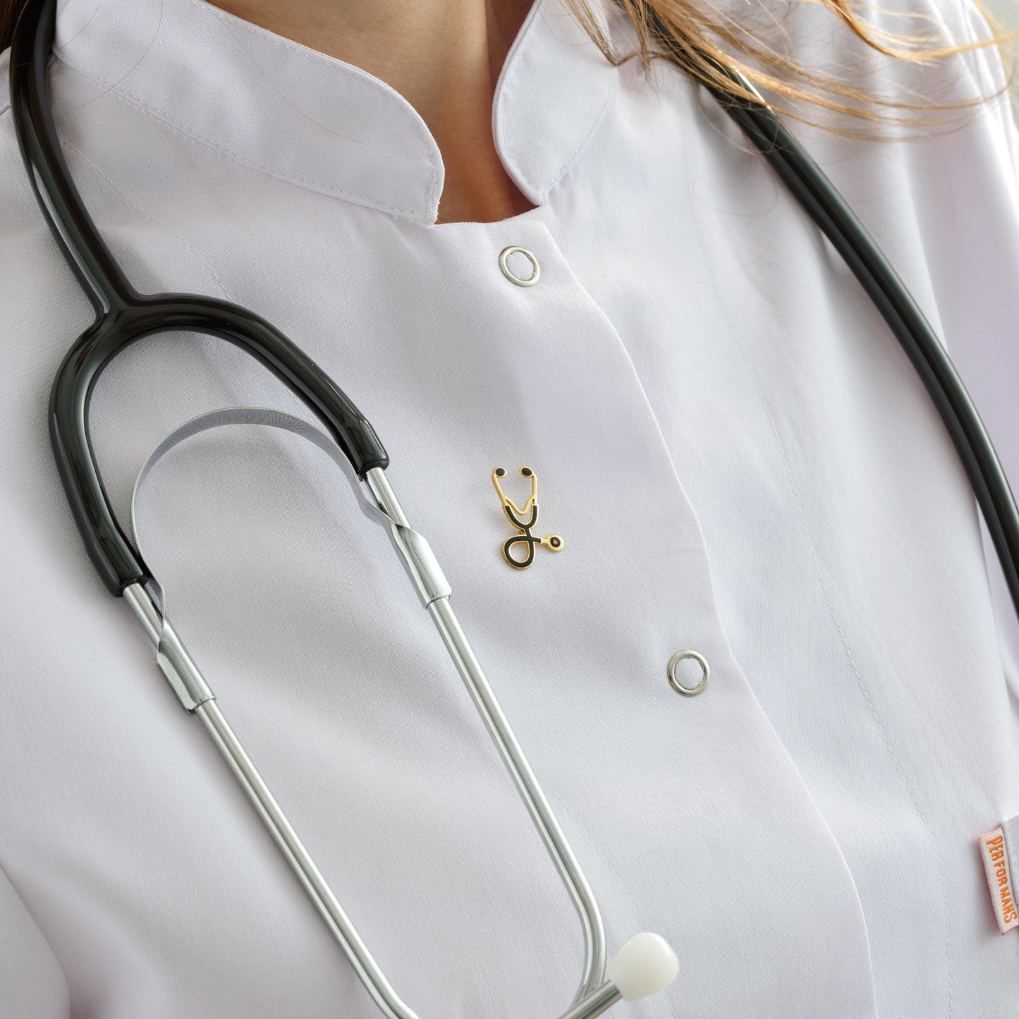 Enamel Stethoscope Brooch: Silver Nurse Lapel Pin, Doctor Gift