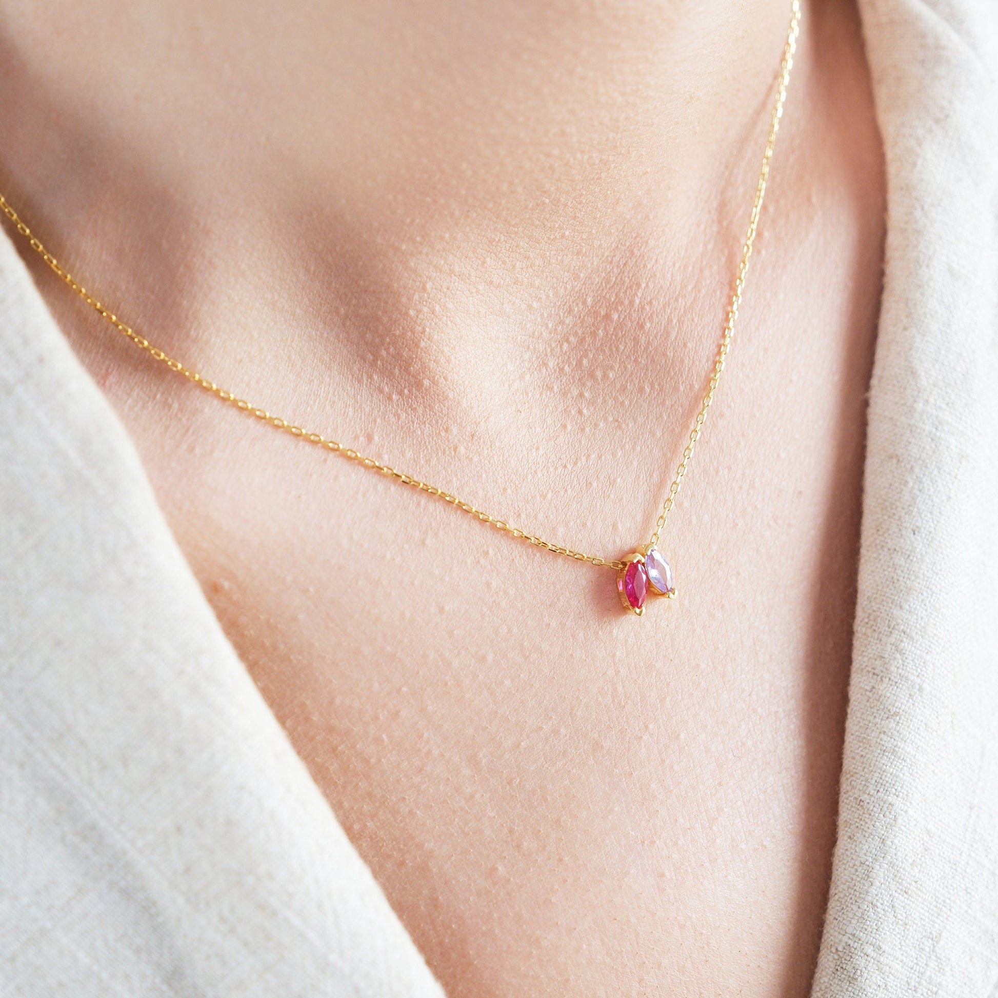 Create a truly personal accessory with our Customizable Two-Gemstone Necklace Choose two gemstones that reflect your style or hold special meaning Available in gold silver rose gold this elegant piece is the perfect way to showcase your individuality