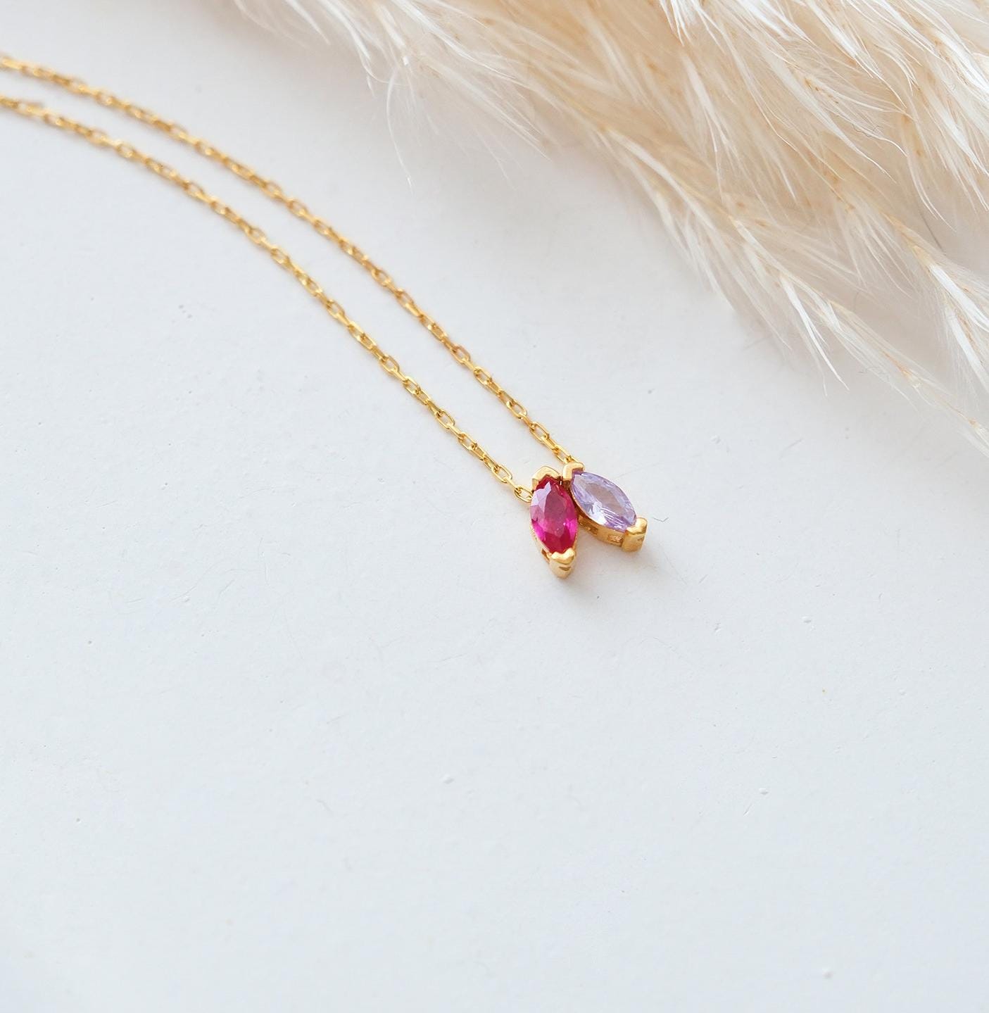 Create a truly personal accessory with our Customizable Two-Gemstone Necklace Choose two gemstones that reflect your style or hold special meaning Available in gold silver rose gold this elegant piece is the perfect way to showcase your individuality