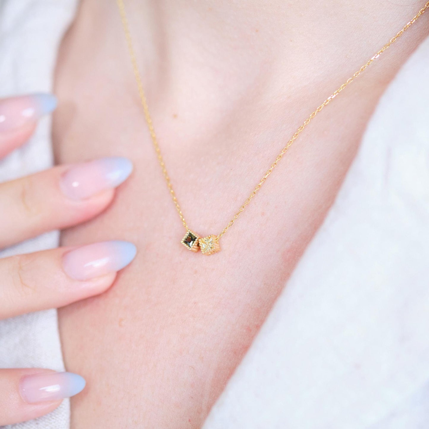 Dotted Elegance and Gemstone Sparkle: A Rose Gold, Gold, or Silver Necklace That Complements Every Look. Crafted with delicate dotted edges and a radiant gemstone centerpiece, this necklace brings a touch of luxury and versatility to any style.