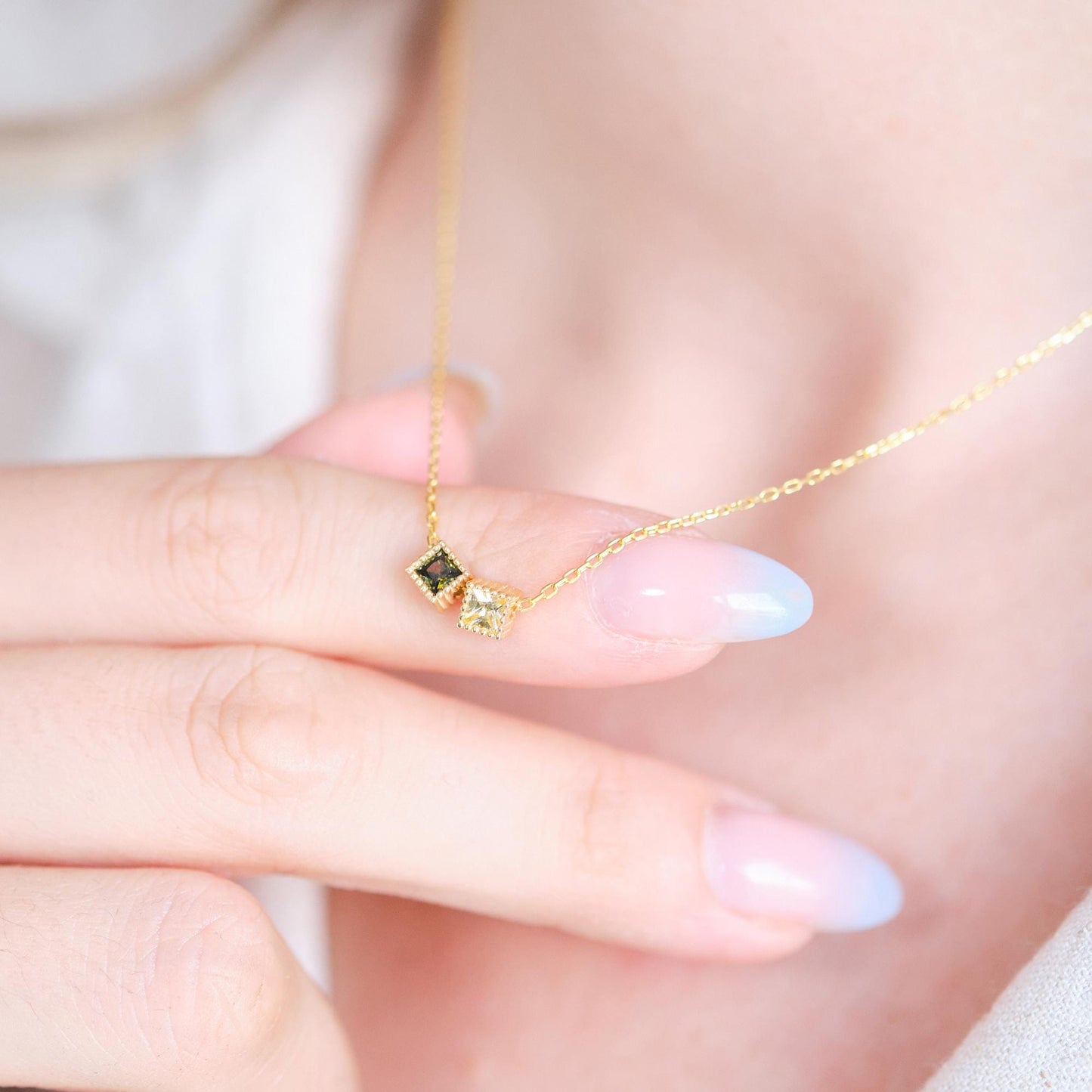 Dotted Elegance and Gemstone Sparkle: A Rose Gold, Gold, or Silver Necklace That Complements Every Look. Crafted with delicate dotted edges and a radiant gemstone centerpiece, this necklace brings a touch of luxury and versatility to any style.