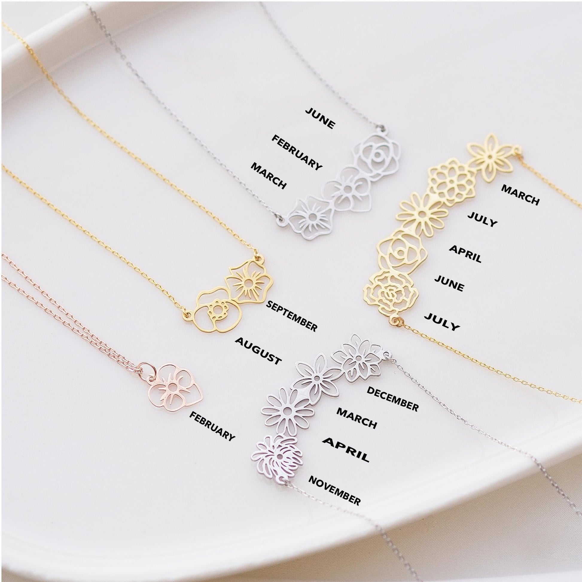Wear Your Birth Month, Reflect Your Elegance.
Choose your unique flower necklace in gold, rose gold, or silver. Carry your story and style with you, every day. This combines the elegance and personal connection with a sales.