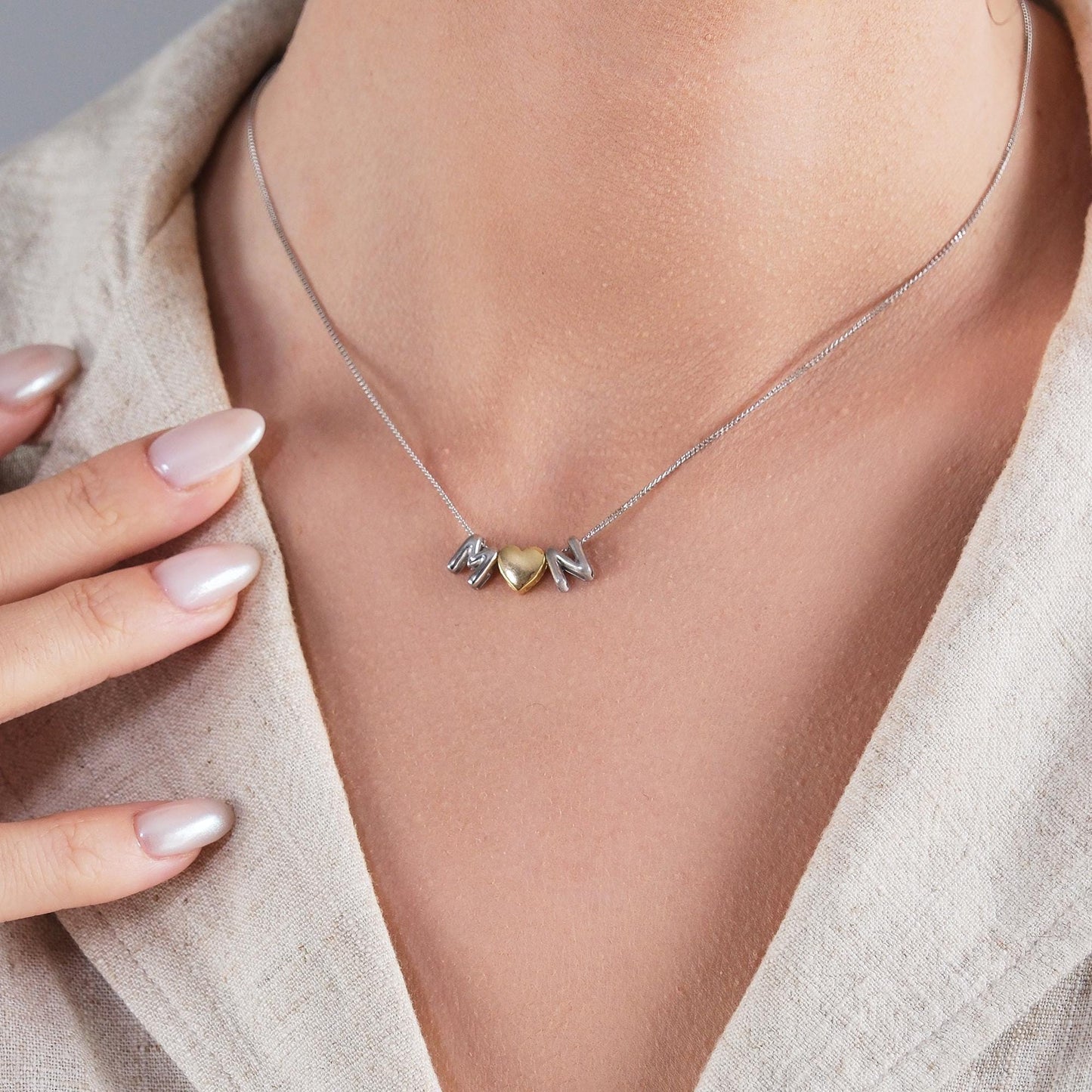 Gold Balloon Initial Necklace: Personalized Sterling Silver Bubble Letter Pendant