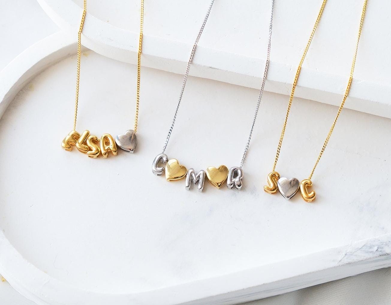 Woman Mother Girls Romantic Love Surprise Special Day Engagement Ceremony  Wedding Birthday Anniversary Charms Favorite Gift Best Selling Pendant Necklace Gift for Couples Easy Fast Delivery Letters Name Heart Balloon Cable Chain Chic Elegant Lover