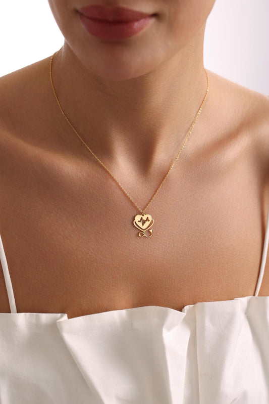 Sterling Silver Stethoscope Heart Necklace: Nurse Doctor Medical Gift