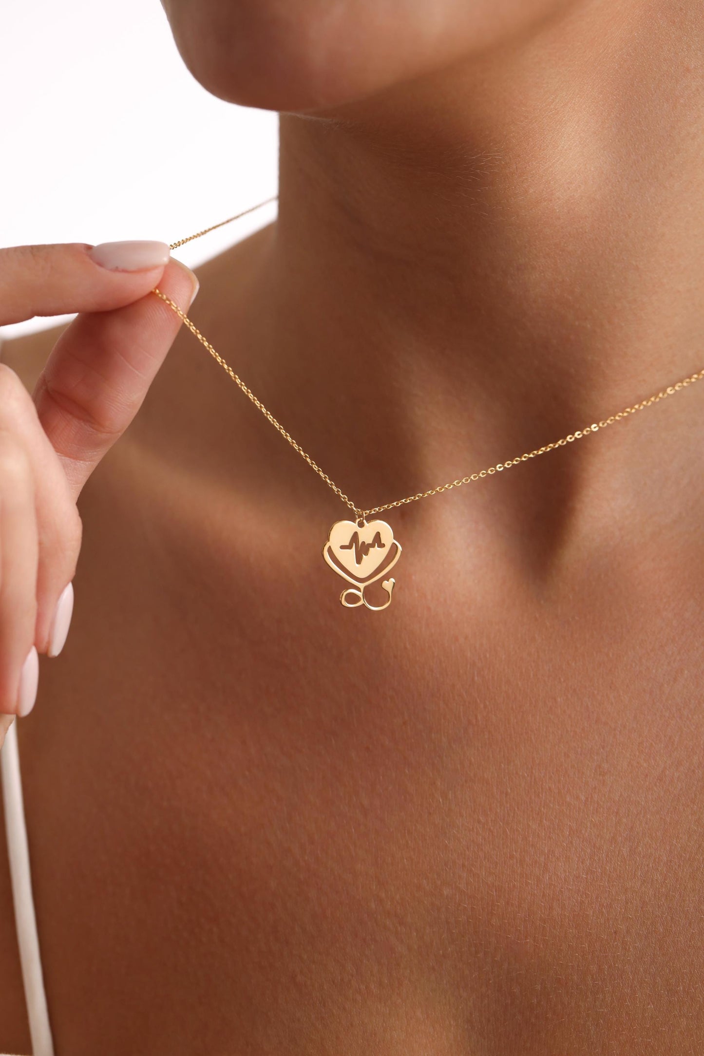 Sterling Silver Stethoscope Heart Necklace: Nurse Doctor Medical Gift