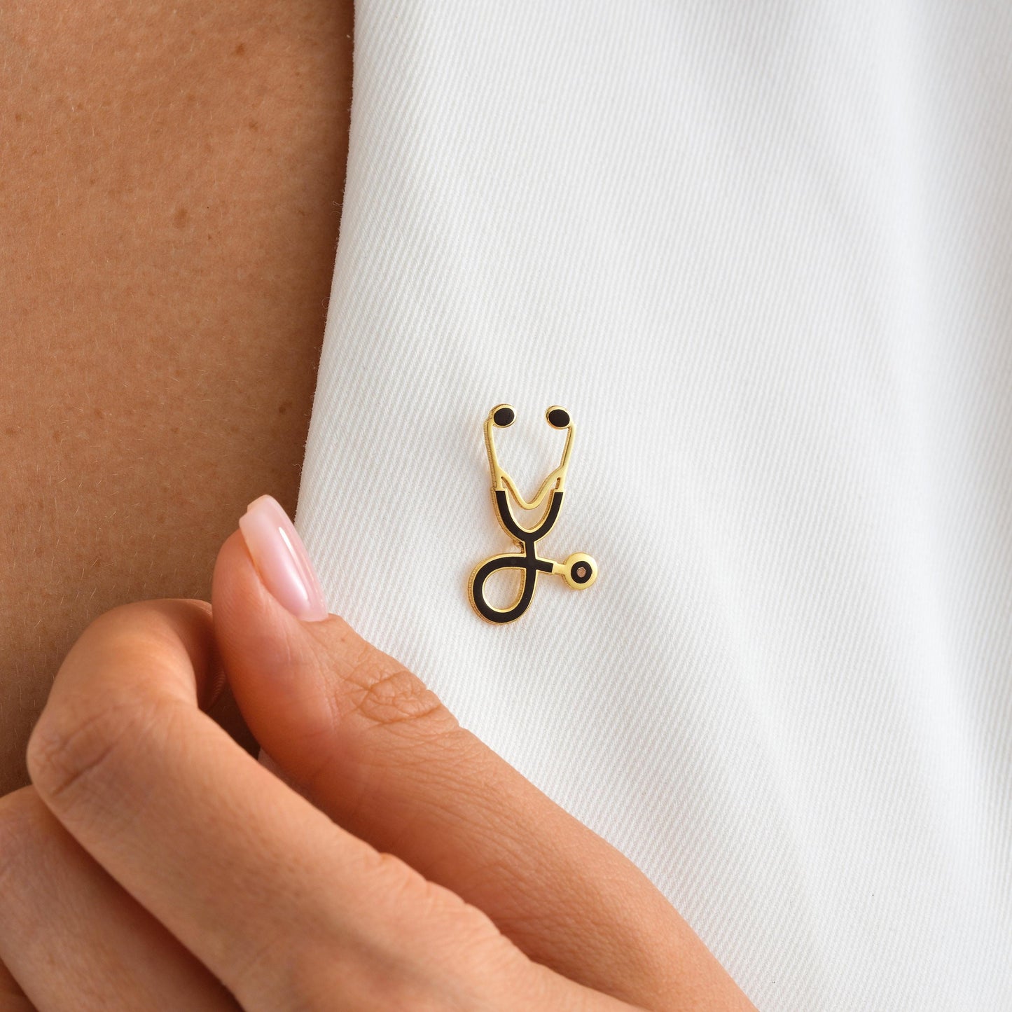 Enamel Stethoscope Brooch: Silver Nurse Lapel Pin, Doctor Gift