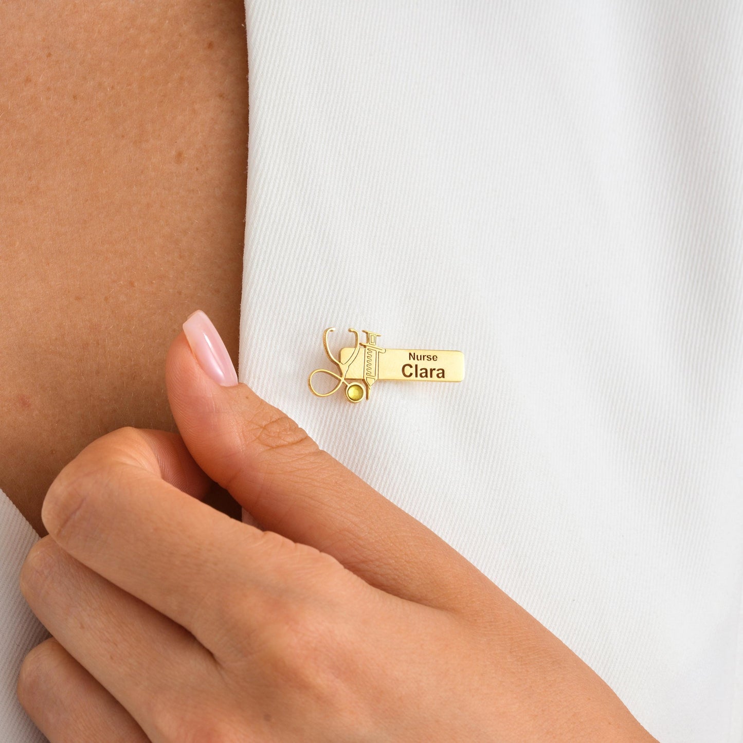 Personalized Stethoscope Brooch: Engraved Medical Name Tag, Nurse Doctor Gift