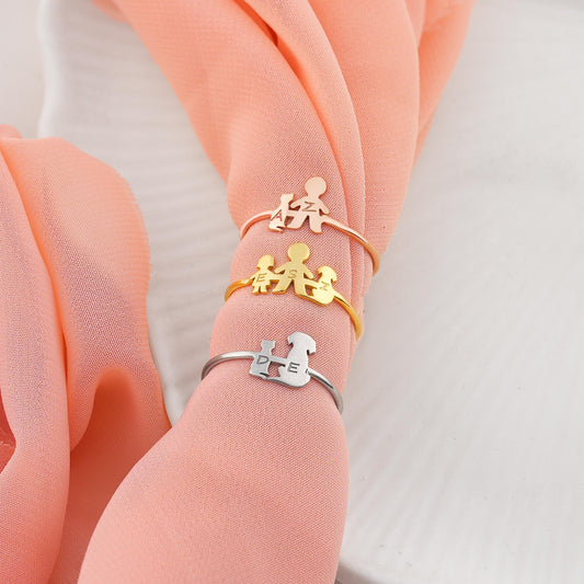 Material: 925 Sterling Silver or 14K Solid Gold
• Finish: High-polish
• Design: Family silhouette or Pets
• Personalization: Custom initials 
• Ring Sizes: US 4–10
• Hypoallergenic & nickel-free
• Handmade with care
Mother’s Day – Family Jewelry – Grandparents – Custom Gift – Gift for Her – Gift for Mom or Dad
Elegant gift box
Optional message card
Ready for gifting
Processing time: 2–3 business days
Ships from Turkey (for EU buyers)
USA: 2–5 business days
Europe: 1–3 business days