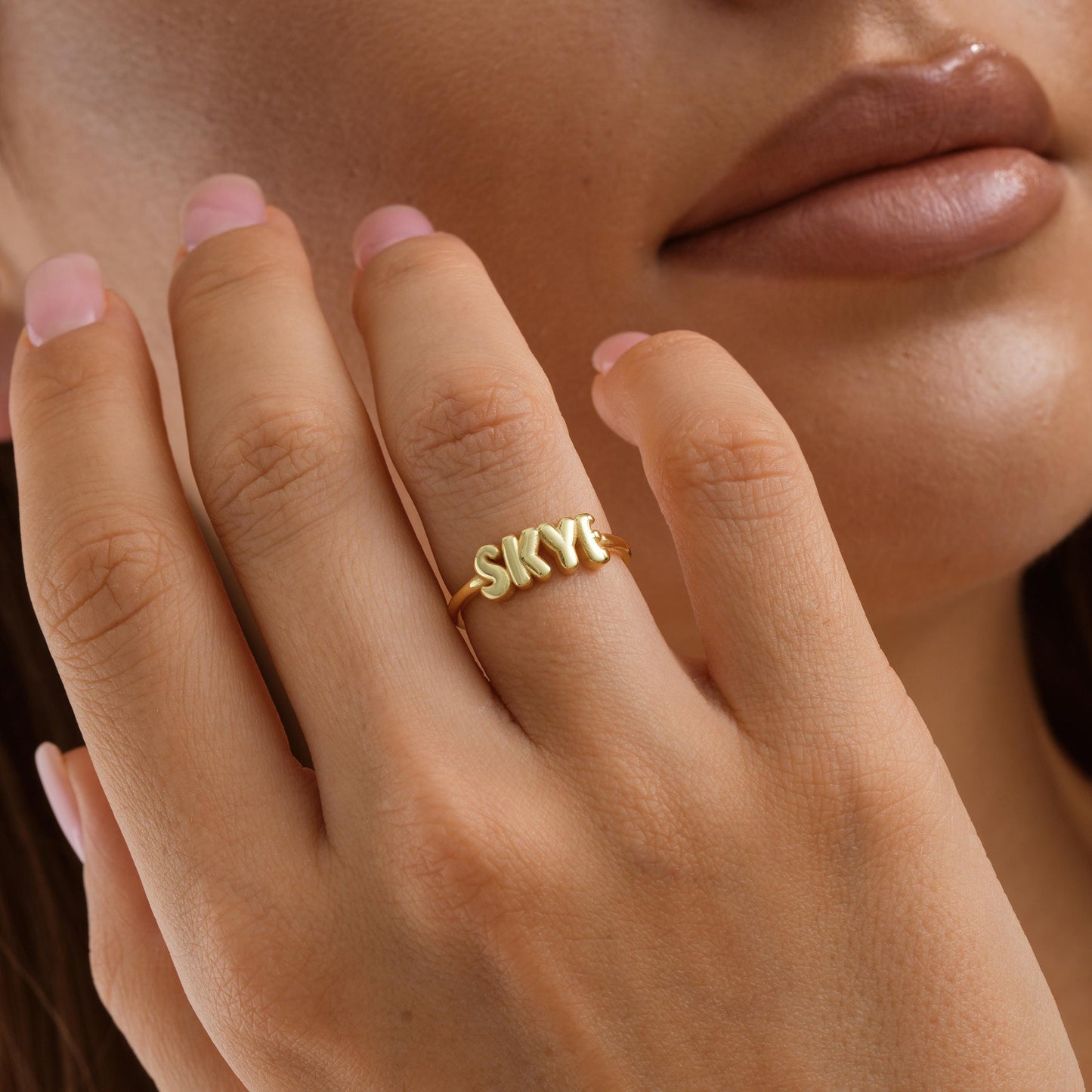 Personalized Sterling Silver Balloon Letter Ring - Custom Initial Jewelry