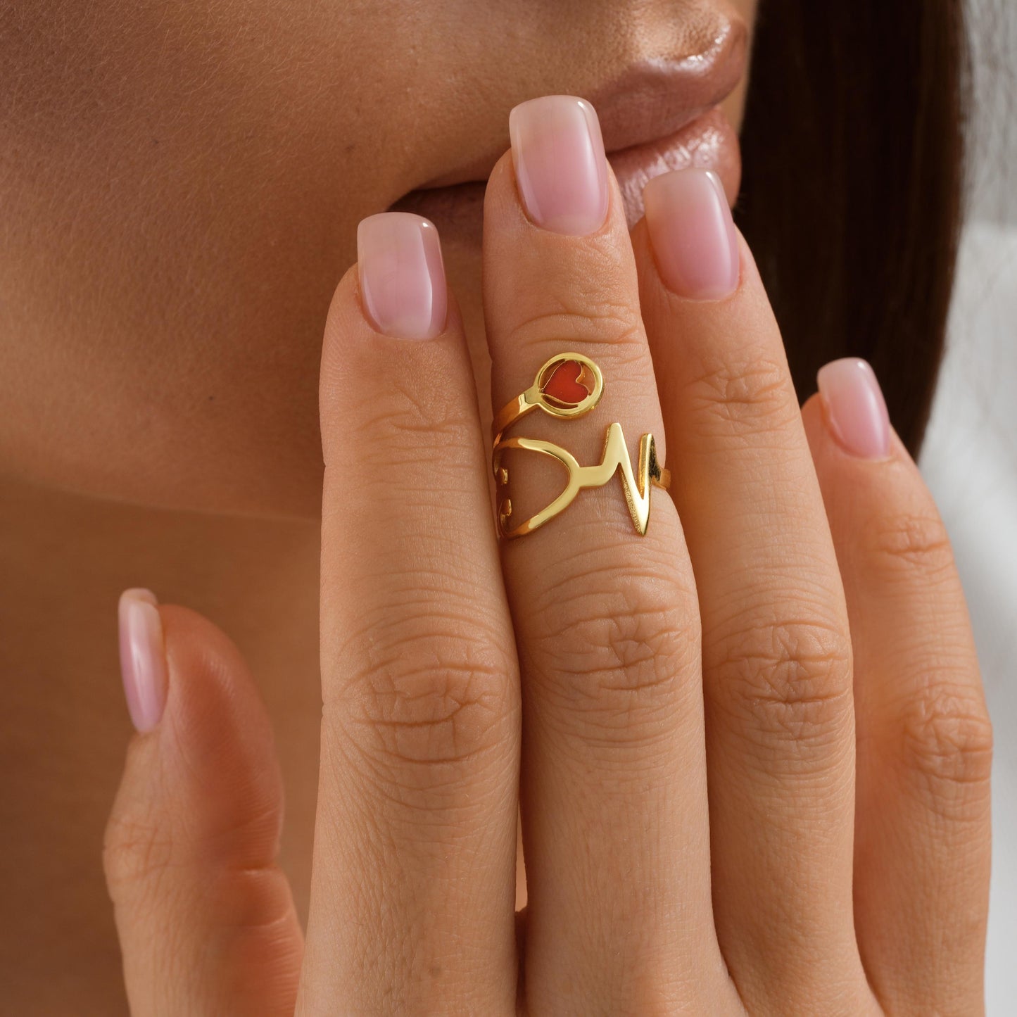 Sterling Silver Stethoscope Ring: Heart Detail, Nurse Doctor Medical Jewelry