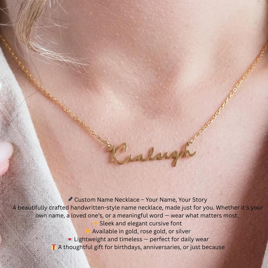 Personalized Script Name Necklace: Sterling Silver or 14K Gold