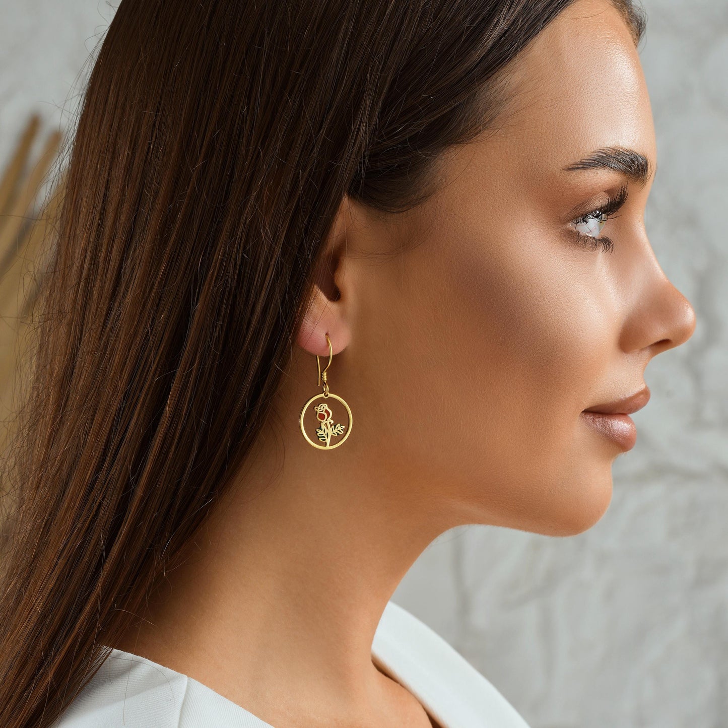 Sterling Silver Birth Flower Dangle Earrings: Personalized Floral Jewelry