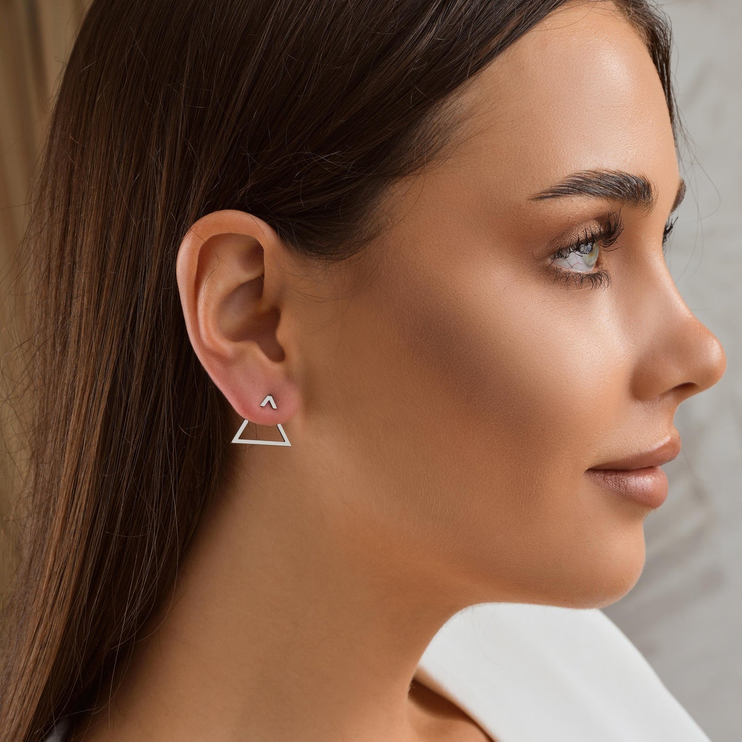 Sterling Silver Triangle Stud Earrings: Minimalist Geometric Jewelry