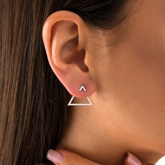 Sterling Silver Triangle Stud Earrings: Minimalist Geometric Jewelry
