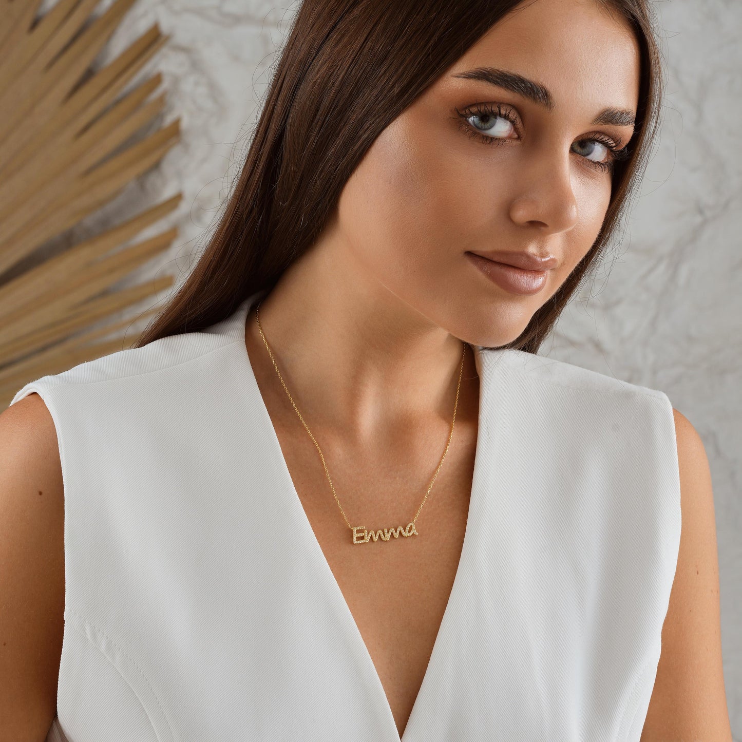 ✨ CZ Name Necklace – Dainty, Sparkly, Personalized ✨  

This elegant name necklace is custom-made with shimmering cubic zirconia stones for a touch of everyday glam. Whether it’s your own name or a loved one’s, this piece is crafted in 925K Sterling Silver / 14K Solid Gold and makes a heartfelt gift they’ll treasure.