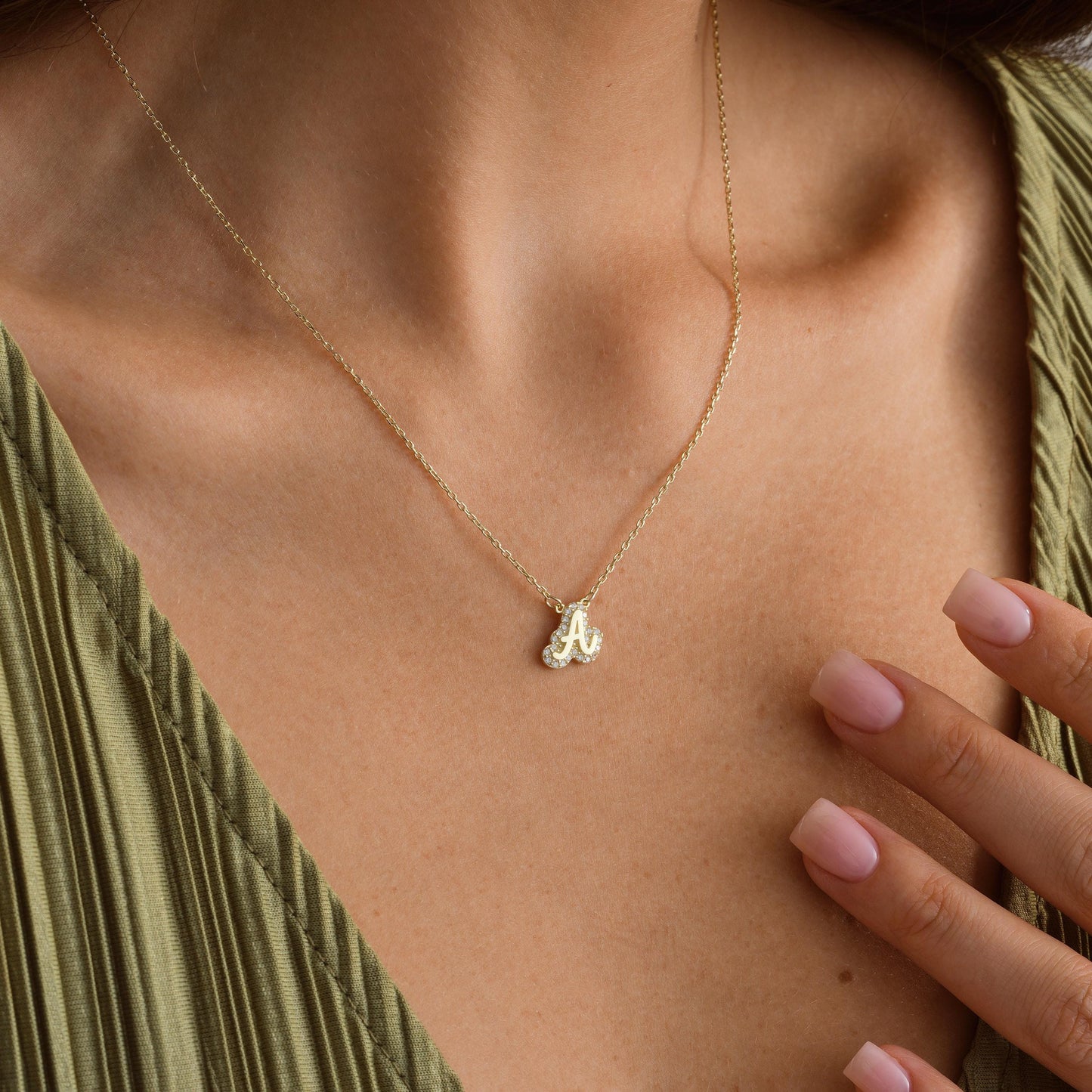 Initial Necklace with CZ Gold Custom Letter Pendant Silver Personalized Gift for Her Gold Dainty Monogram Necklace for Women Birthday Gift