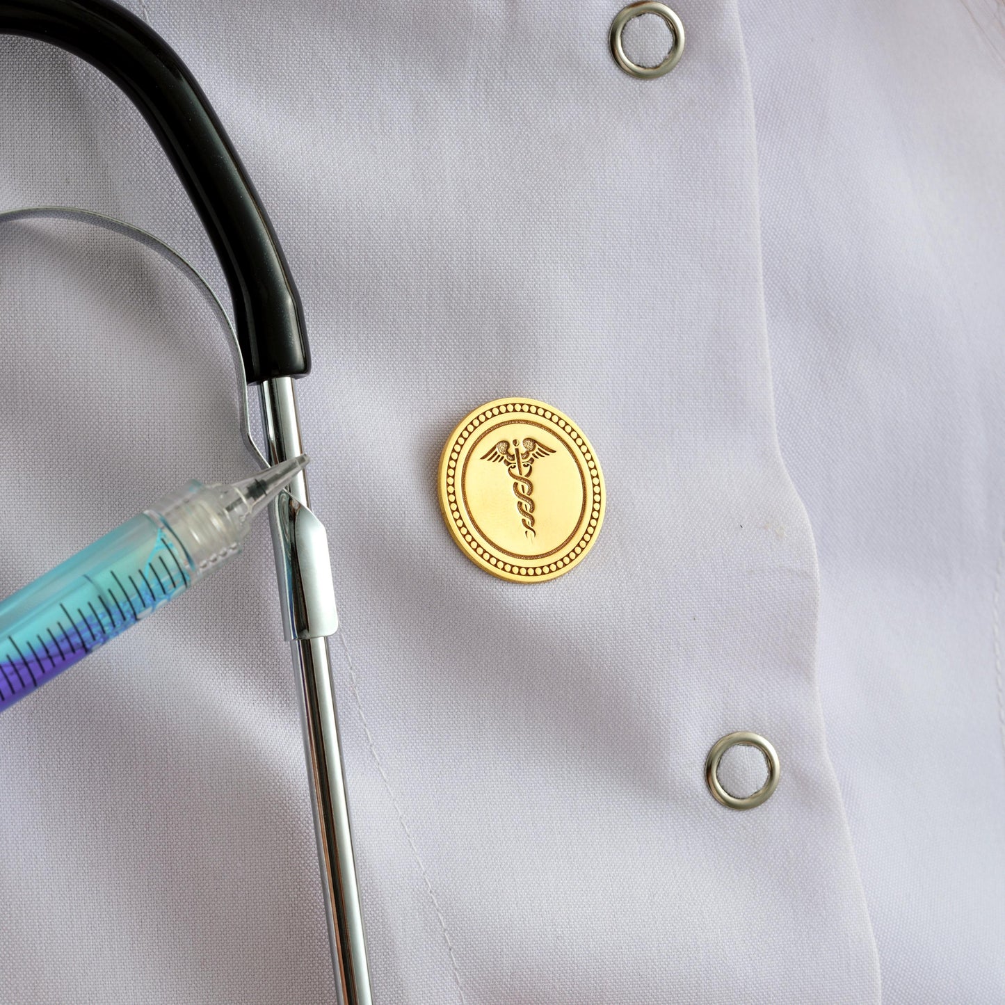 Caduceus Lapel Pin: Gold or Silver Medical Symbol Brooch