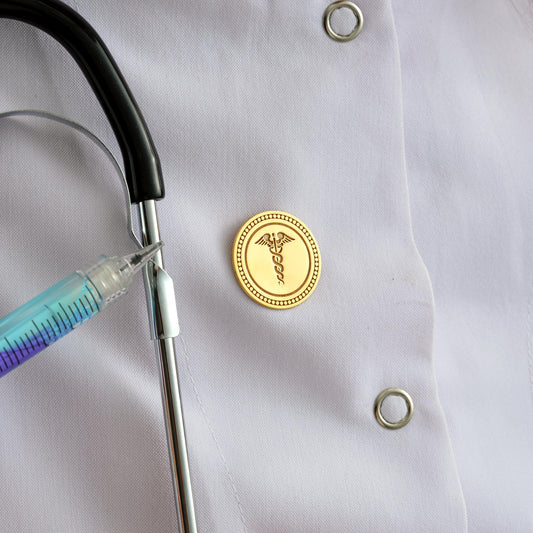Caduceus Lapel Pin: Gold or Silver Medical Symbol Brooch