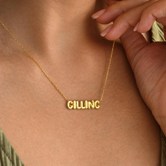 ✨ Personalized Balloon Name Necklace – Custom Bubble Letter Pendant ✨
A unique and trendy necklace featuring your name in bold balloon-style letters. Perfect for daily wear or as a meaningful gift for someone special.

💛 Product Details
• Material: 925K Sterling Silver / 14K Solid Gold
• Closure: Spring Ring
• Pendant Size: Approx. 8–12mm letter height (varies by name)
• Sold as: Pendant with chain included
• Hypoallergenic & safe for sensitive skin