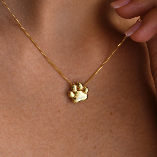 Custom Paw Print Pendant Necklace – Personalized Pet Memorial Jewelry ✨  

A beautiful and meaningful necklace featuring a 3D paw print charm, perfect for honoring your beloved pet or gifting to an animal lover. A timeless keepsake to cherish forever.

💛 Product Details  
• Material: 925K Sterling Silver / 14K Solid Gold  
• Closure: Spring Ring  
• Pendant Size: Approx. 10mm  
• Sold as: Pendant with chain included  
• Hypoallergenic & safe for sensitive skin