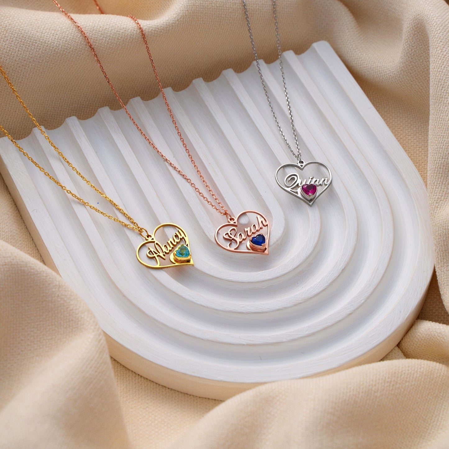 ✨ Birthstone Heart Name Necklace – Personalized Heart Pendant ✨  

A romantic and elegant necklace featuring your name inside a delicate heart outline, complete with a sparkling birthstone. Perfect as a gift for anniversaries, birthdays, or to celebrate someone special.