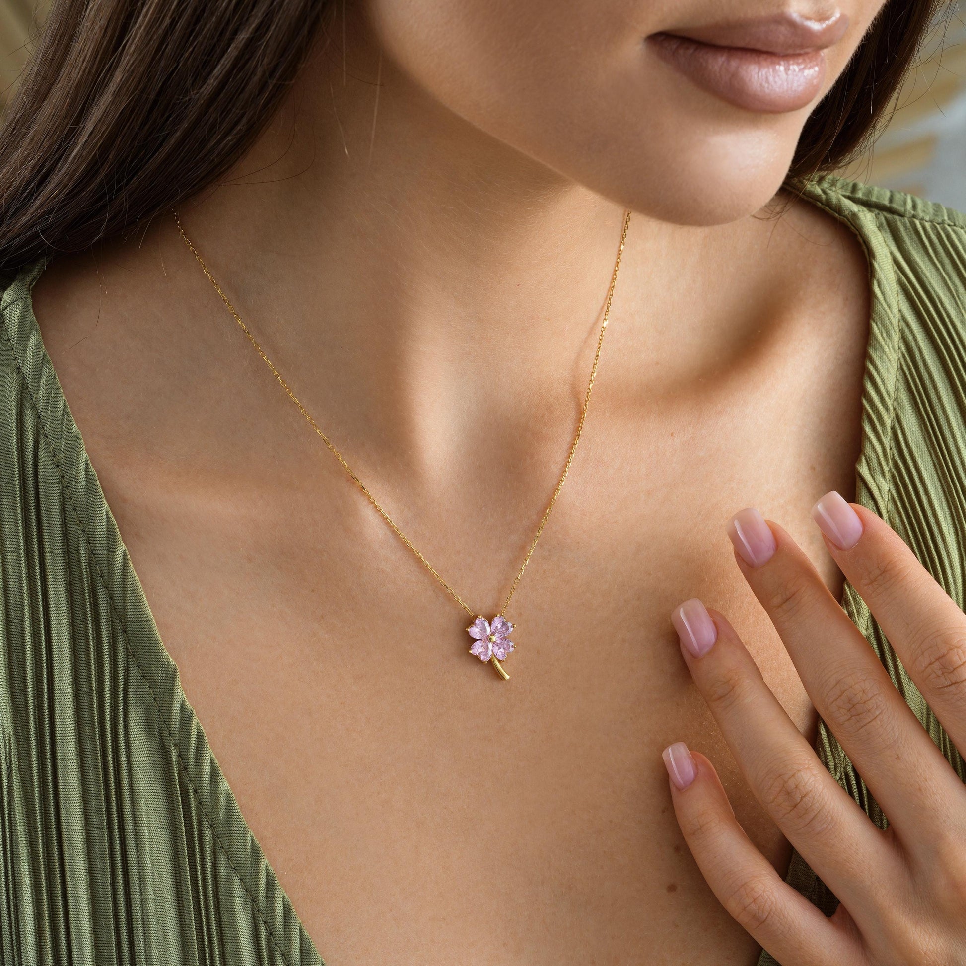✨ Custom Clover Necklace – Birthstone Four Leaf Pendant ✨

A charming clover necklace adorned with a sparkling gemstone or birthstone of your choice. Perfect as a good luck talisman, meaningful gift, or a stylish accessory for any occasion.
• Material: 925K Sterling Silver / 14K Solid Gold
• Closure: Spring Ring
• Pendant Size: Approx. 15mm
• Sold as: Pendant with chain included
• Hypoallergenic & safe for sensitive skin
Good luck gifts, birthdays, anniversaries, friendship gifts, or self-love