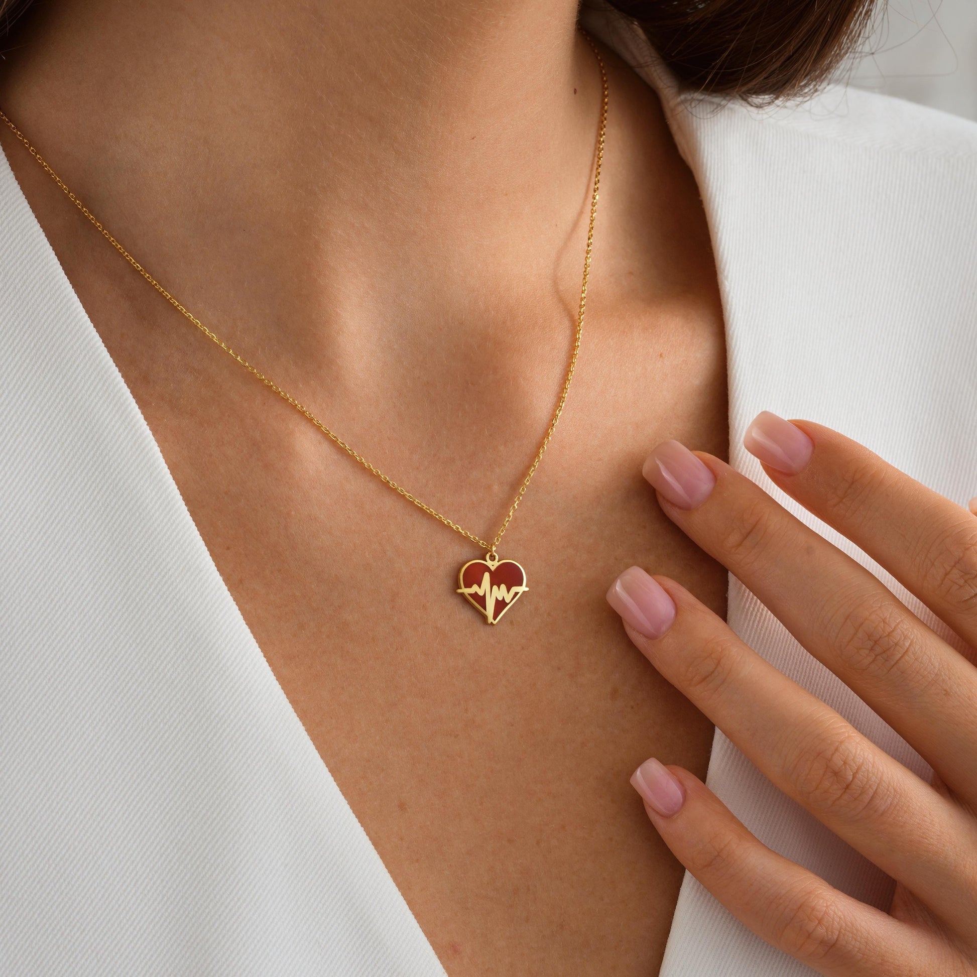 Enamel Heart Heartbeat Necklace – Medical Jewelry Gift 
A striking necklace featuring a heart-shaped pendant with a heartbeat line design in colorful enamel. A perfect gift for nurses, doctors, and medical professionals or a symbolic piece for those passionate about healthcare.
Medical workers, nurse graduation gifts, doctor appreciation gifts, or healthcare lovers.
• Material: 925K Sterling Silver / 14K Solid Gold
Closure Spring Ring
Size: Approx. 15mm
Hypoallergenic & safe for sensitive skin