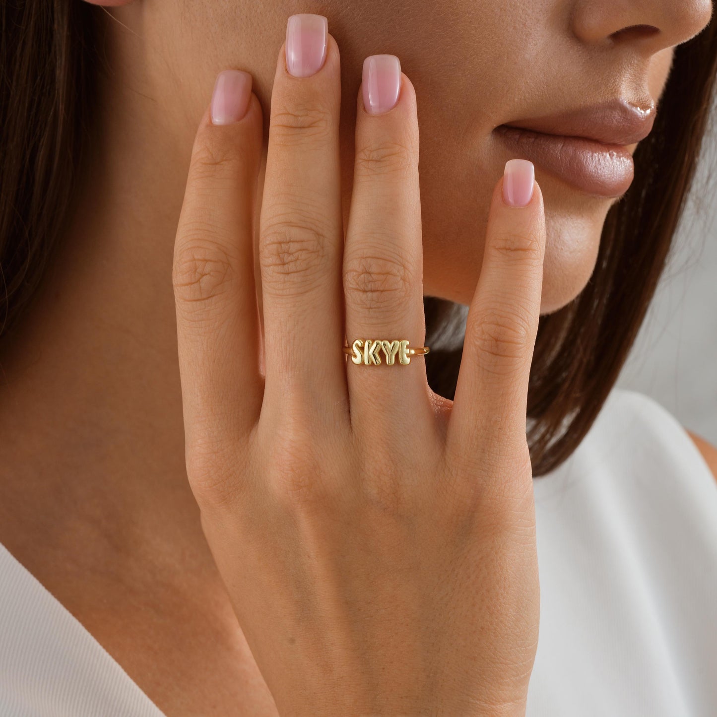 Personalized Sterling Silver Balloon Letter Ring - Custom Initial Jewelry