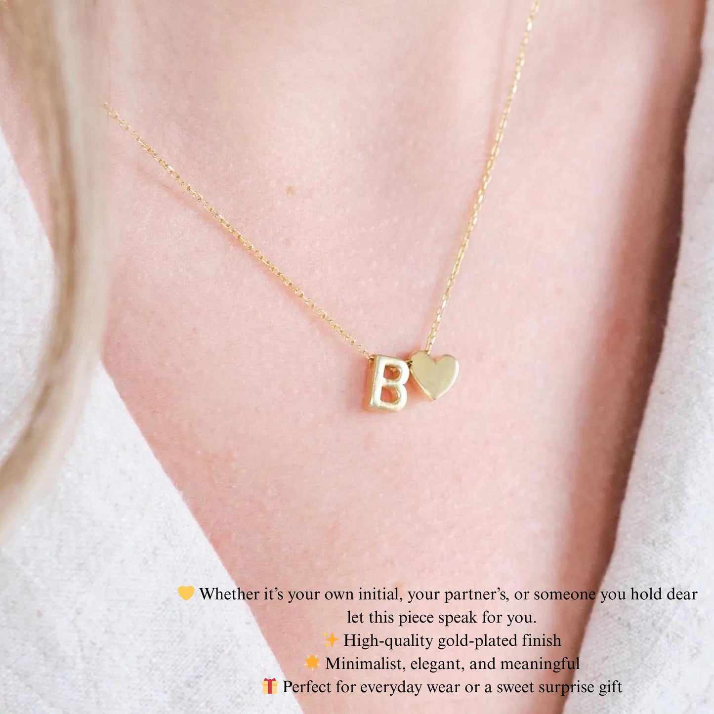 Personalized Initial Heart Necklace: 14K Gold or Sterling Silver