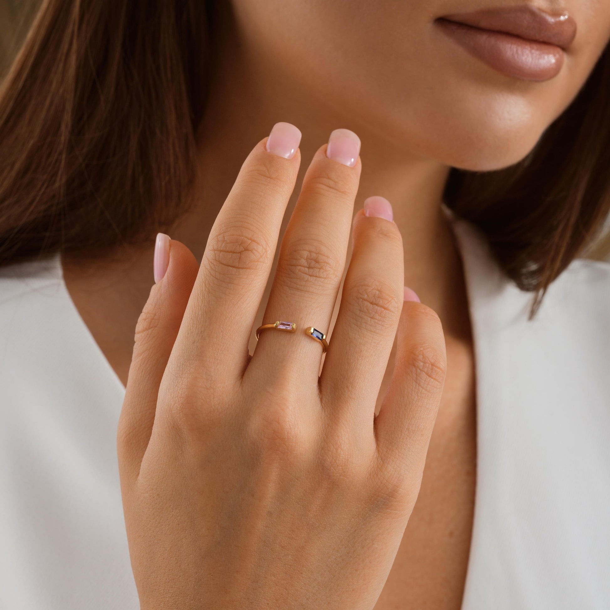 Material: 925K Sterling Silver
 Finish: High polish
stone: Cubic Zirconia (baguette cut)
Style: Stackable band ring
Sizes: Adjustable
Everyday wear  Ring stacking Minimalist styling  Dainty gifts  Bridesmaids Birthday or anniversary
Elegant gift box
Ready for gifting – perfect for special occasions or self-love moments
Handmade to order in US
Processing time: 2–3 business days
• Express delivery available:
 ▫ USA: 2–5 business days
 ▫ Europe: 1–3 business days
- For EUROPE shipped from TURKEY