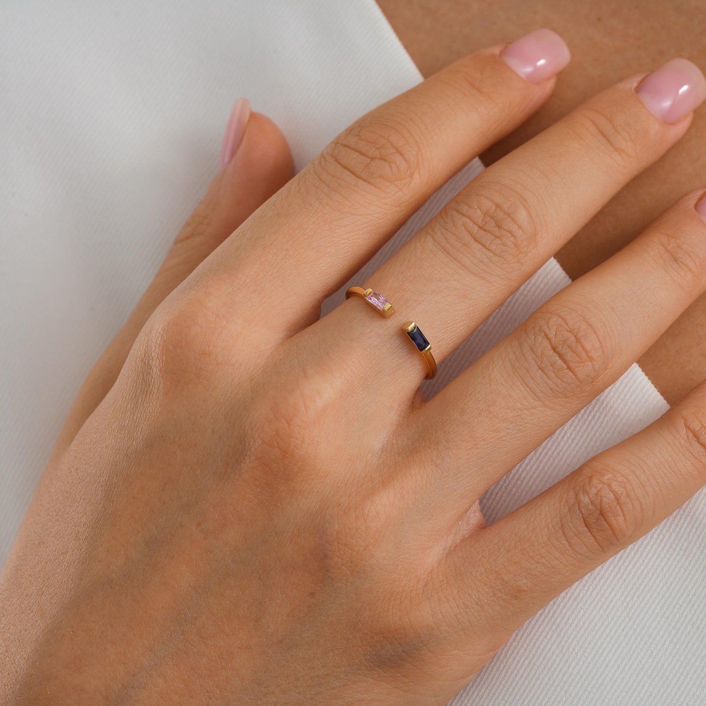 Material: 925K Sterling Silver
 Finish: High polish
stone: Cubic Zirconia (baguette cut)
Style: Stackable band ring
Sizes: Adjustable
Everyday wear  Ring stacking Minimalist styling  Dainty gifts  Bridesmaids Birthday or anniversary
Elegant gift box
Ready for gifting – perfect for special occasions or self-love moments
Handmade to order in US
Processing time: 2–3 business days
• Express delivery available:
 ▫ USA: 2–5 business days
 ▫ Europe: 1–3 business days
- For EUROPE shipped from TURKEY
