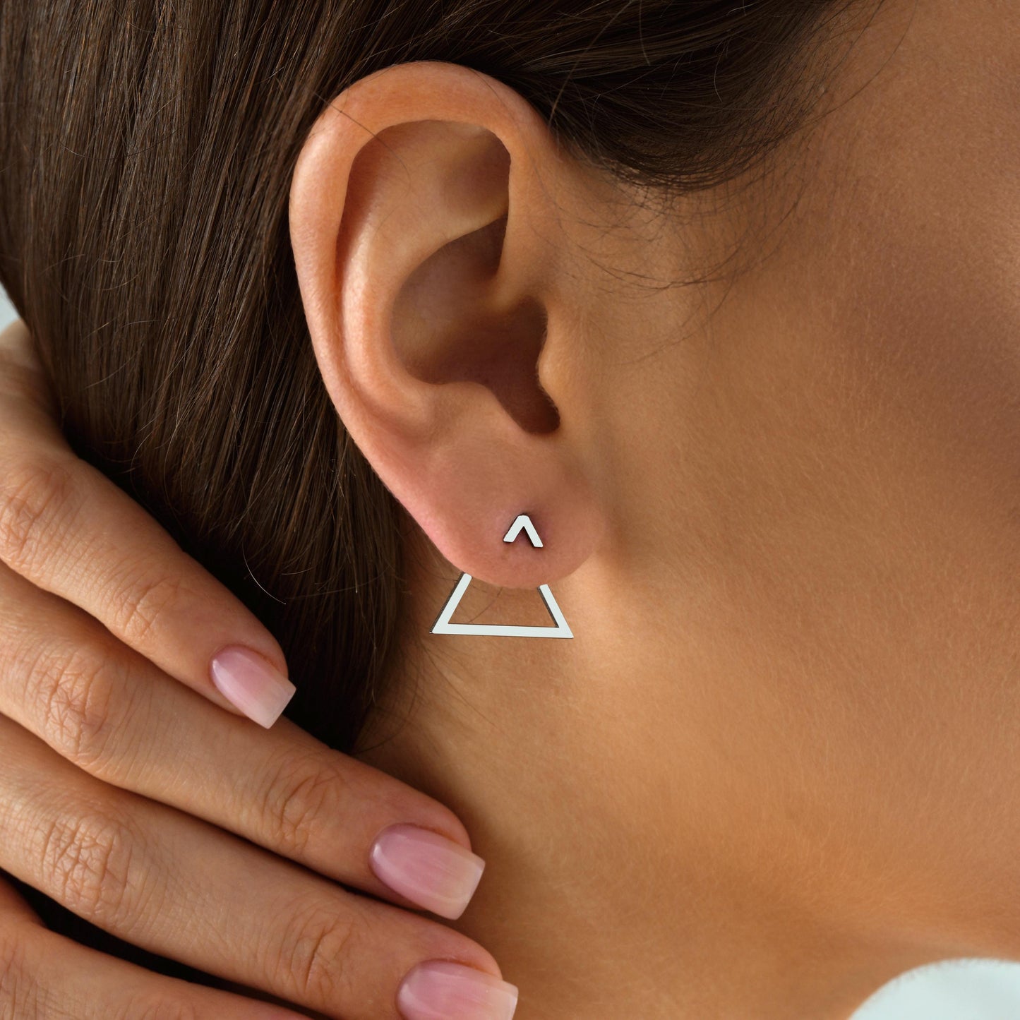 Sterling Silver Triangle Stud Earrings: Minimalist Geometric Jewelry