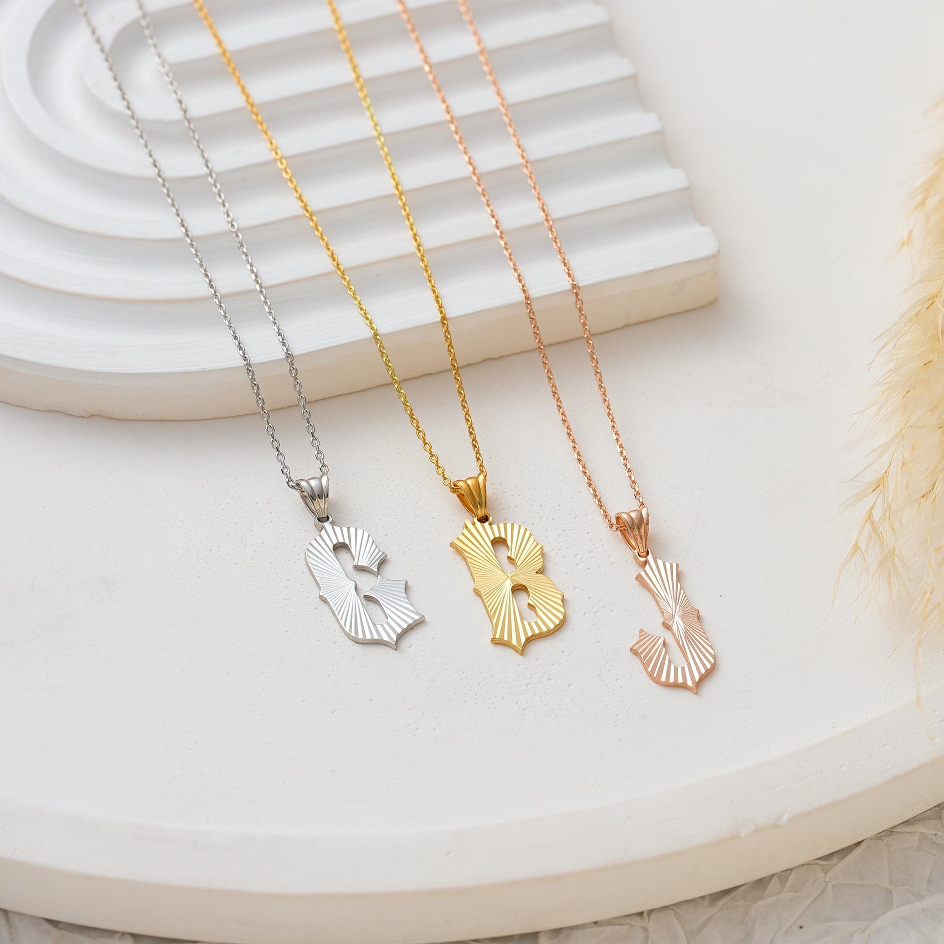✨ Fluted Initial Pendant – Bold Letter, Timeless Texture ✨  
Make your mark in style with this bold fluted initial necklace. Featuring a vintage-inspired ridged design, this pendant is crafted in 925K Sterling Silver 14K Solid Gold and offers the perfect balance of statement and elegance. Customize it with your letter of choice for a meaningful everyday piece
🎯 Perfect For  
Bold minimalists – Everyday statement wear – Birthday gifts – Monogram lovers – Vintage-inspired style – Gift for her