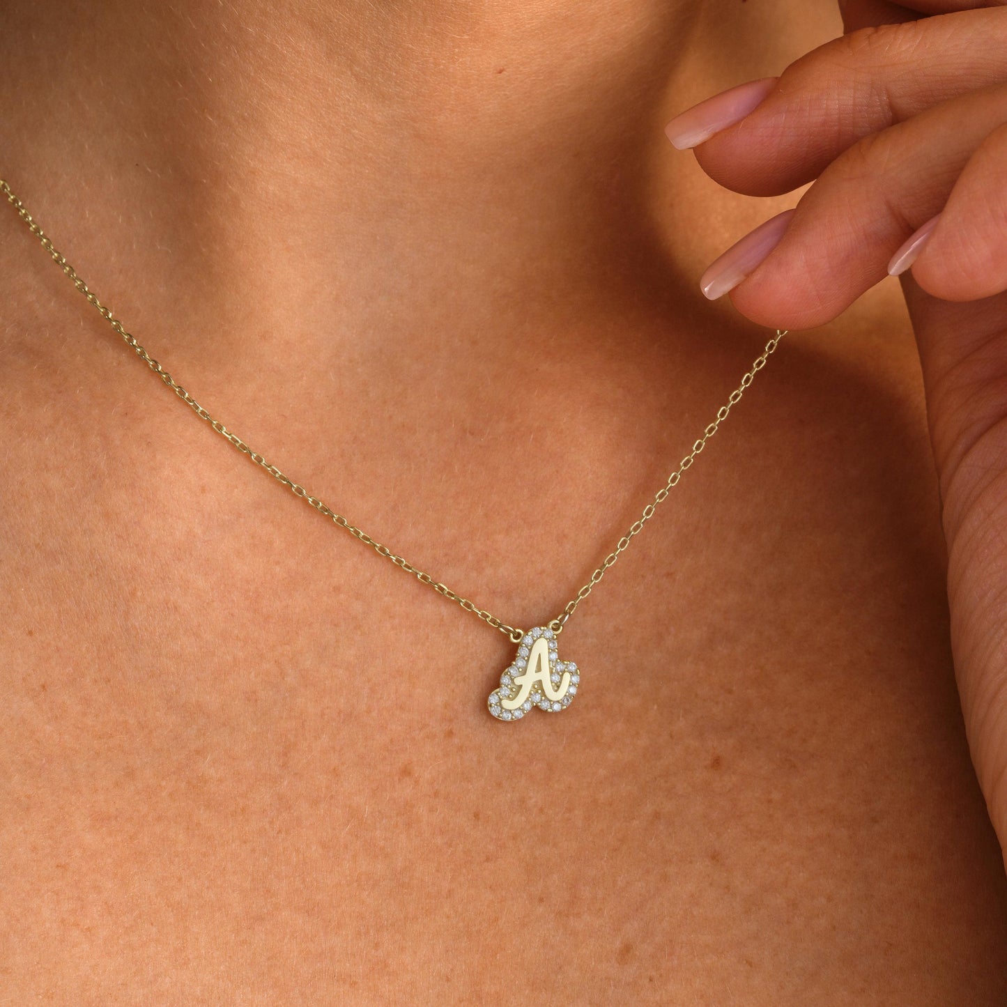 Initial Necklace with CZ Gold Custom Letter Pendant Silver Personalized Gift for Her Gold Dainty Monogram Necklace for Women Birthday Gift