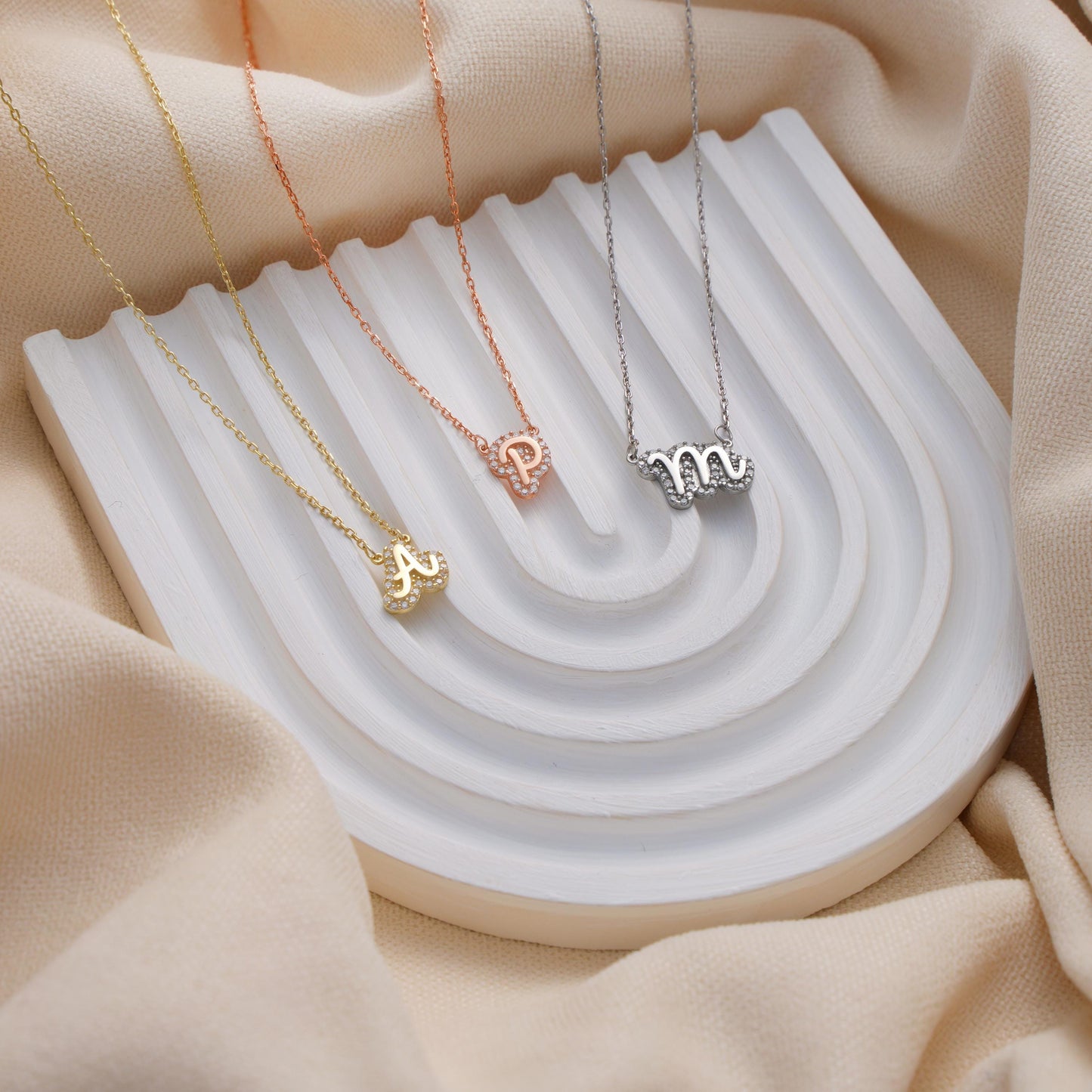 Initial Necklace with CZ Gold Custom Letter Pendant Silver Personalized Gift for Her Gold Dainty Monogram Necklace for Women Birthday Gift