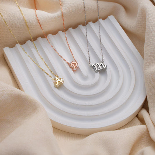 Initial Necklace with CZ Gold Custom Letter Pendant Silver Personalized Gift for Her Gold Dainty Monogram Necklace for Women Birthday Gift