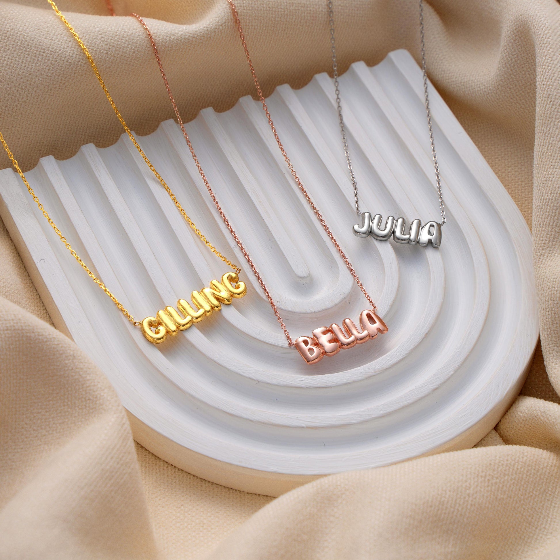 ✨ Personalized Balloon Name Necklace – Custom Bubble Letter Pendant ✨
A unique and trendy necklace featuring your name in bold balloon-style letters. Perfect for daily wear or as a meaningful gift for someone special.

💛 Product Details
• Material: 925K Sterling Silver / 14K Solid Gold
• Closure: Spring Ring
• Pendant Size: Approx. 8–12mm letter height (varies by name)
• Sold as: Pendant with chain included
• Hypoallergenic & safe for sensitive skin