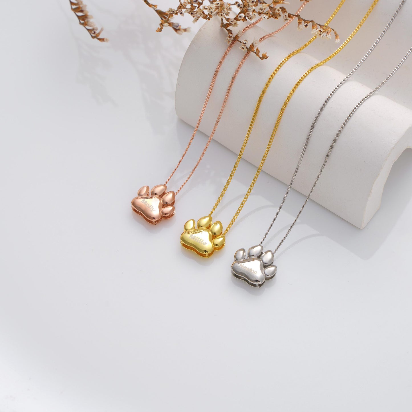 Custom Paw Print Pendant Necklace – Personalized Pet Memorial Jewelry ✨  

A beautiful and meaningful necklace featuring a 3D paw print charm, perfect for honoring your beloved pet or gifting to an animal lover. A timeless keepsake to cherish forever.

💛 Product Details  
• Material: 925K Sterling Silver / 14K Solid Gold  
• Closure: Spring Ring  
• Pendant Size: Approx. 10mm  
• Sold as: Pendant with chain included  
• Hypoallergenic & safe for sensitive skin