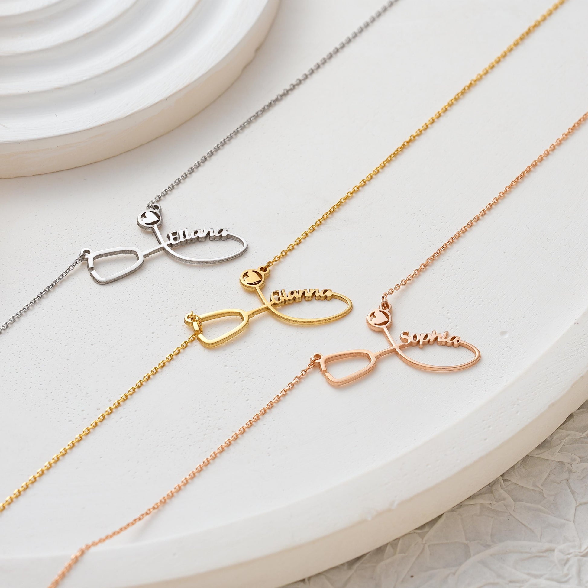 ✨ Custom Stethoscope Name Necklace – Personalized Medical Jewelry ✨

A unique and meaningful necklace featuring a stethoscope design with a heart and your custom name. Perfect for doctors, nurses, and healthcare professionals. 🎯 Perfect For:
Graduation gifts, appreciation gifts for healthcare workers, birthdays, or everyday wear.