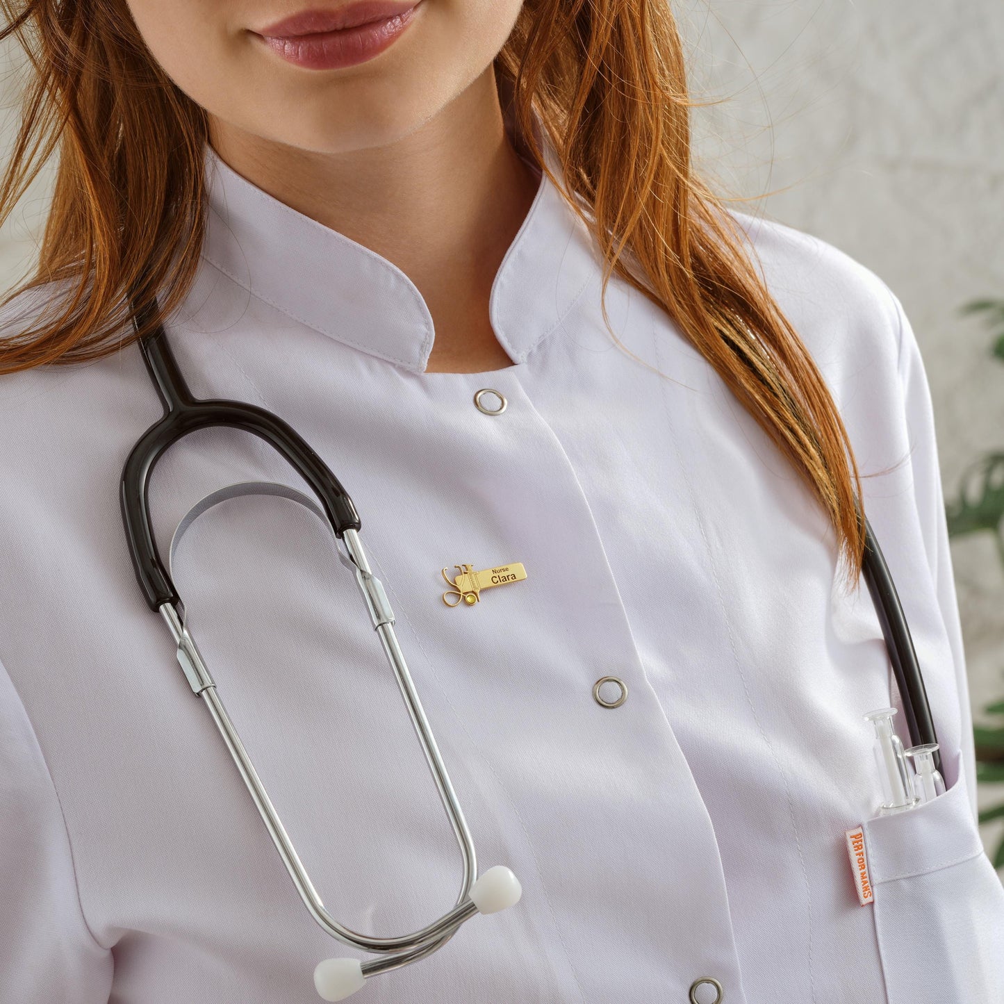 Personalized Stethoscope Brooch: Engraved Medical Name Tag, Nurse Doctor Gift